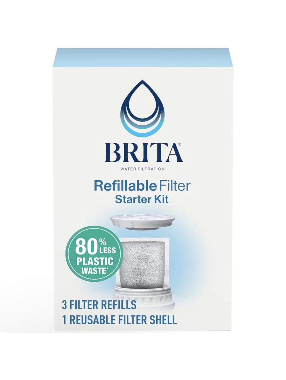 Brita Refillable Filter Starter Kit w/ Reusable Filter Shell & 3 Filter Refills